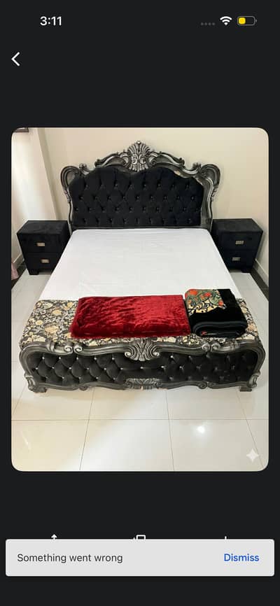 Luxury King Size Bed Set with Side Tables – Elegant Royal Design