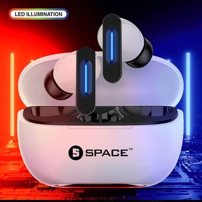 Space wireless Earbuds with LED light /High Base/Rechargeable Case