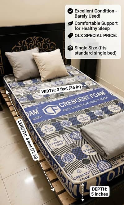 Premium Single Bed + medicated Foam Mattress - Excellent condition