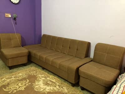 Modern 3-Piece Sofa Set with 2 Armchairs & Convertible Sofa Bed