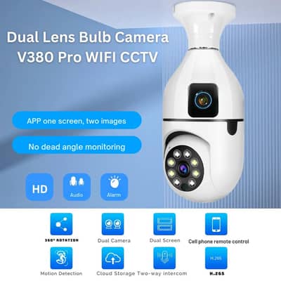 v380 dual lens 2mp wifi bulb CCTV camera