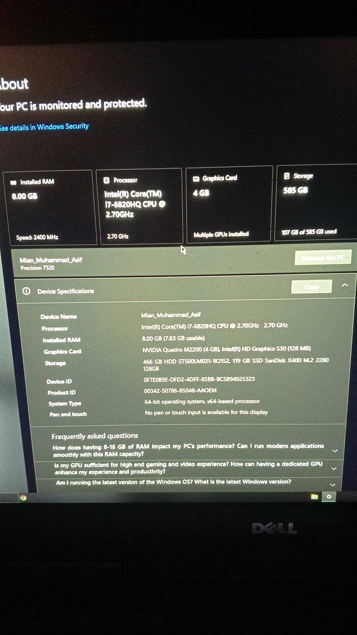 Precision 7520 with gpu 3