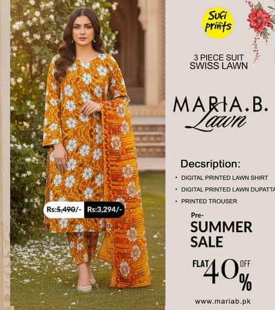 Maria B Lawn Suit for Summer Sale
