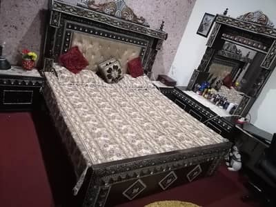 King Size Bed, Side Tables, Dresser. For Sale