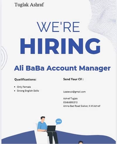 We are hiring ali baba, instagram, facebook social media account