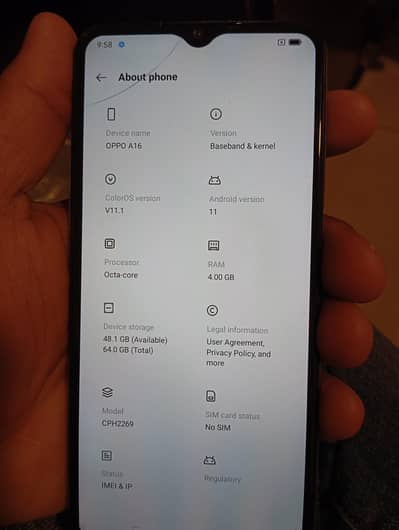 Oppo A16 4/64 good codition with box and mob charger nhi hay.