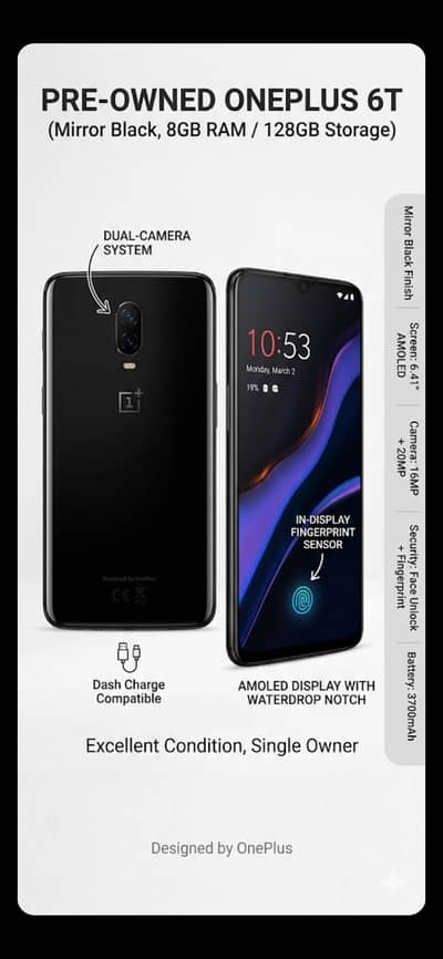 OnePlus 6T for Sale – Excellent Condition, Smooth Performance 