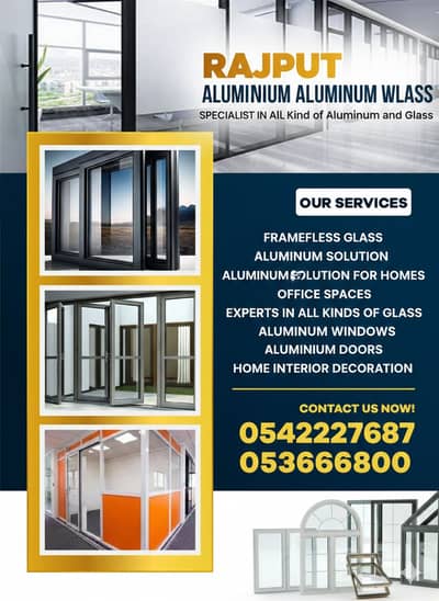 Glass Work & Aluminum work / Aluminium Windows Doors / Glass Partition