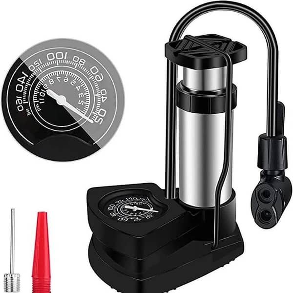 Multi-Purpose Portable High-Pressure Mini Foot Pump with Precision Gauge and Dual Valve