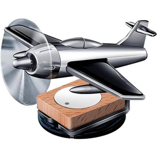 Solar-Powered Mini Aircraft Car Air Freshener with Rotating Propeller