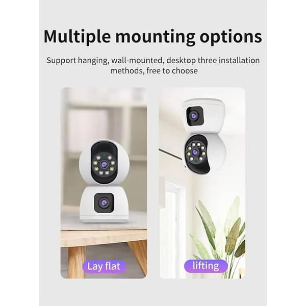 Smart 4K 8MP Indoor Security Camera with Dual Lenses, Night Vision, and Two-Way Audio for Real-Time Monitoring