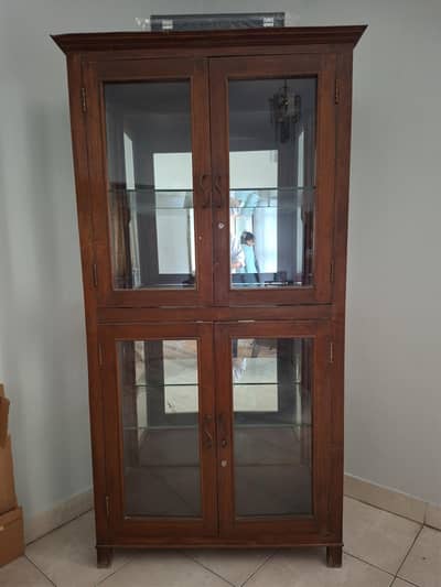 pure teakwood showcase almira