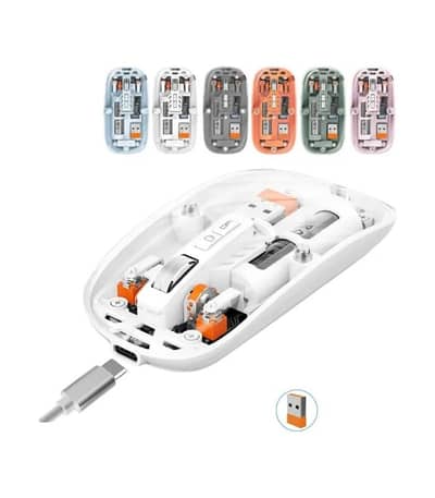Mouse Wireless M233,Transparent Magnetic Mouse 2.4G Rechargeable