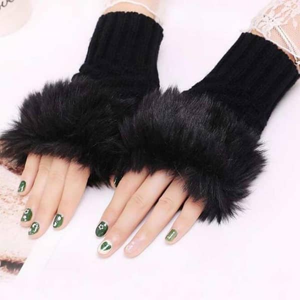 Winter Faux Rabbit Fur Gloves for Women