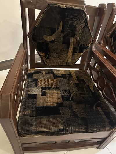 Wooden 5 Seater Sofa Set | Polished |