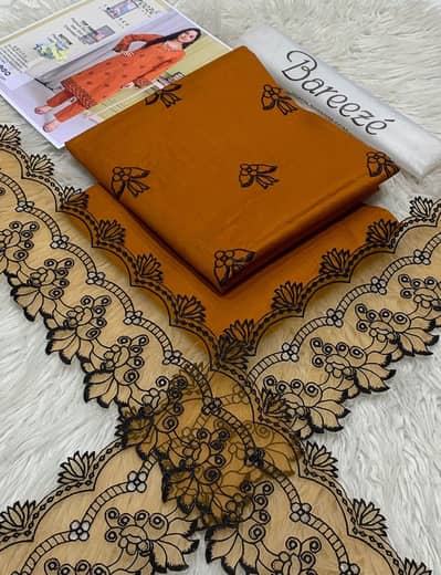 Breeze lawn 2pc Embroidery shirt with patches 13 color available