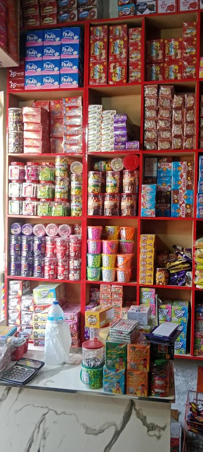 wooden racks and counter