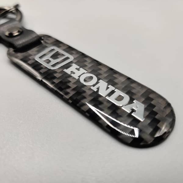 Honda Carbon Fiber Keychain with Metal Ring (1 Pc) – Premium Aluminum Alloy Key Holder