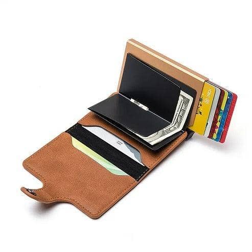Men’s Slim Pop-Up Card Wallet with RFID Blocking – Push Button Metal Smart Wallet for Cards & Cash