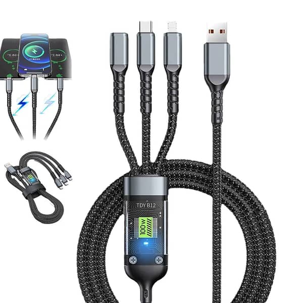 Universal 3in1 Multifunctional Convenient Super Fast Charging Data Cable With Data Transfer Function 1 Pc