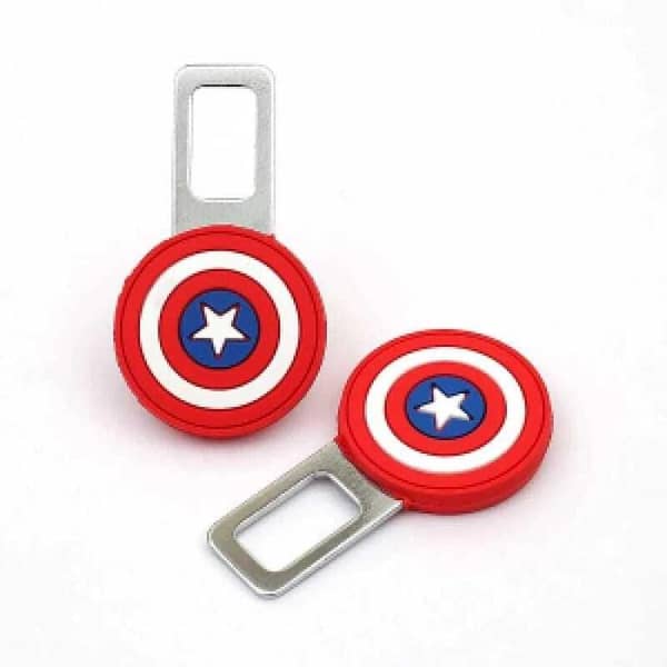 2 Pcs Universal Car Seat Belt Warning Canceler Clips – Captain America Shield Style