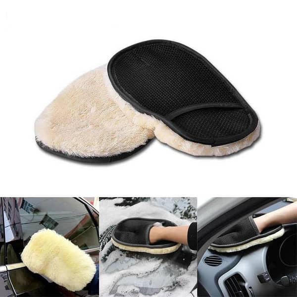 Soft Wool Microfiber Car Cleaning Glove for Scratch-Free Detailing, Auto Interior & Exterior, Wash & Dry, Lint-Free