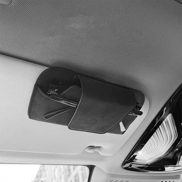 Universal Car Magnetic Clip Sunglass Holder in PU Leather for Car Visor (1 Pc, Random Color)