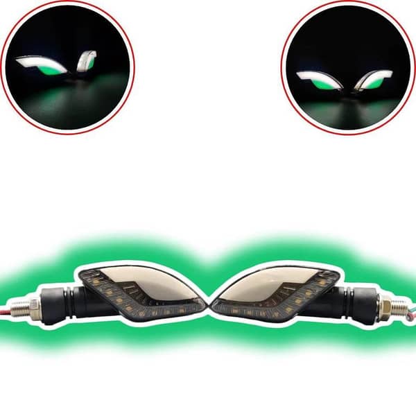 2 Pcs Lava Eye LED Turn Signal Indicators for Motorbikes – White & Yellow Dual-Color Universal Front/Rear Lamps