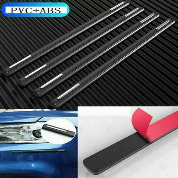 4Pcs Black Carbon Fiber Bumper Protector Strips for Universal Car Edge and Corner Protection