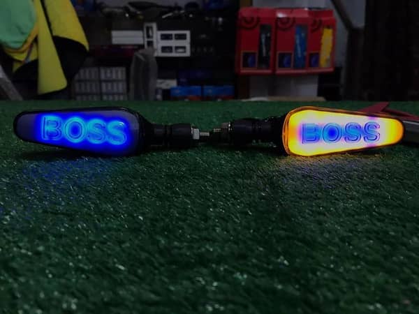 Boss Style Audi Running LED Indicators with DRL, Dual-Color Blue & Yellow for Motorcycles