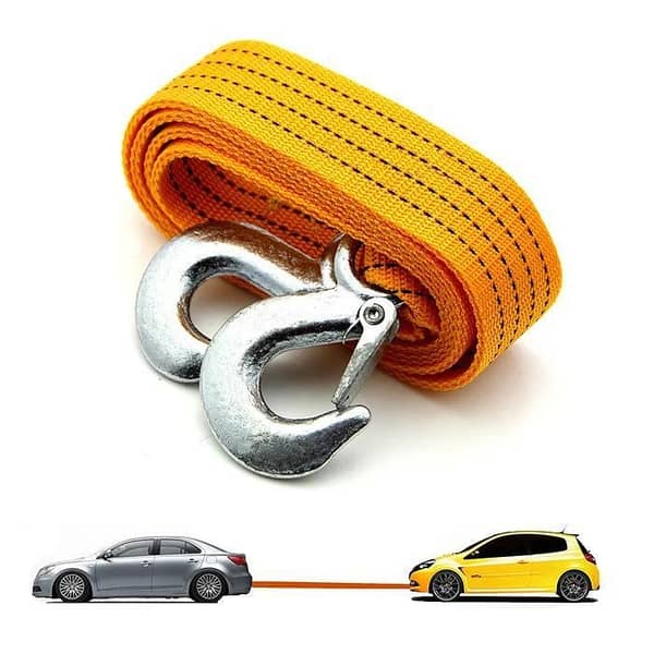 Heavy-Duty 9ft Car Tow Rope with Hooks for Vehicle Recovery and Roadside Assistance