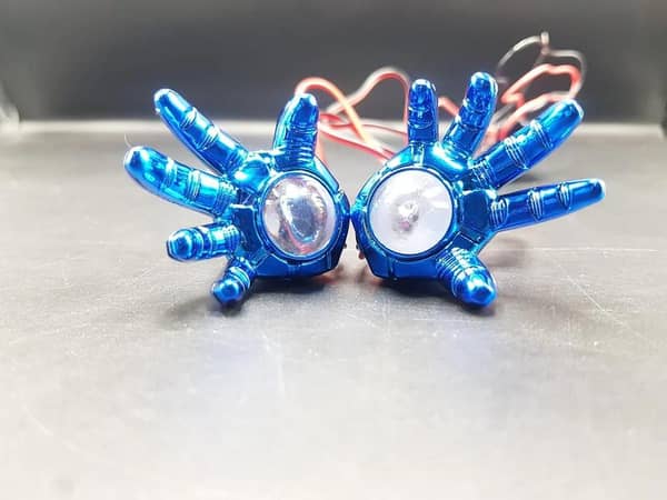 Universal Bike Indicator: Iron Man Hand Design with Blue LED Lights (Pair)