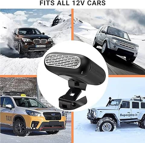 D-11 Portable 12V Car Heater & Cooling Fan – 120W 360° Adjustability for Winter and Summer Use