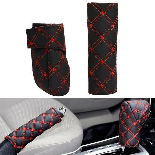 Faux Leather Hand Brake Shift Knob Cover – Gear Case Protector for Manual & Automatic Cars
