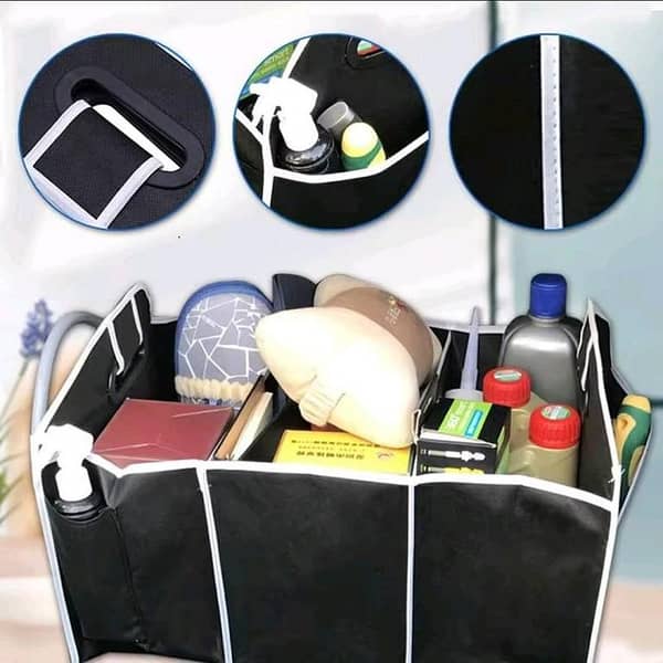 1 Pc Car Storage Box – Foldable Non-Woven Trunk Organizer for Car Accessories, Tools & Groceries