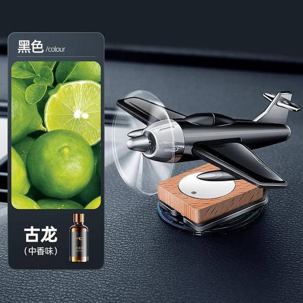 Solar Powered Aircraft Car Air Freshener – Rotating Solar Diffuser, Universal Car Interior Accessory, Fragrance & Dashboard Decor