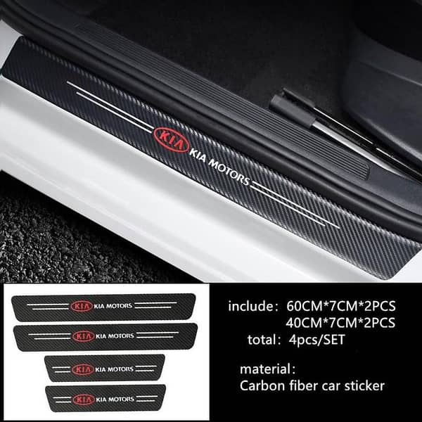 Car Door Carbon Fiber Anti-Stepping Stickers (4Pcs) for KIA — Door Edge Protector and Scratch Guard for Cars, Trucks, SUVs