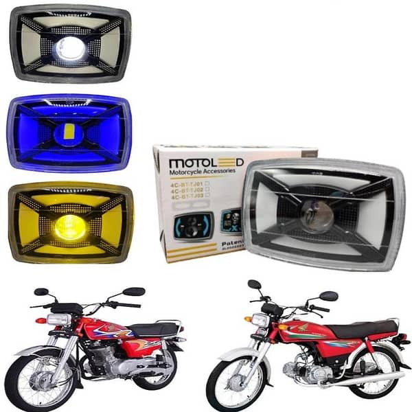 1 Pc Universal MOTOLED Matrix Dual-Color Headlight Beam – White & Yellow LED Front Light for Honda CD70 / CG125 and Other Motorcycles