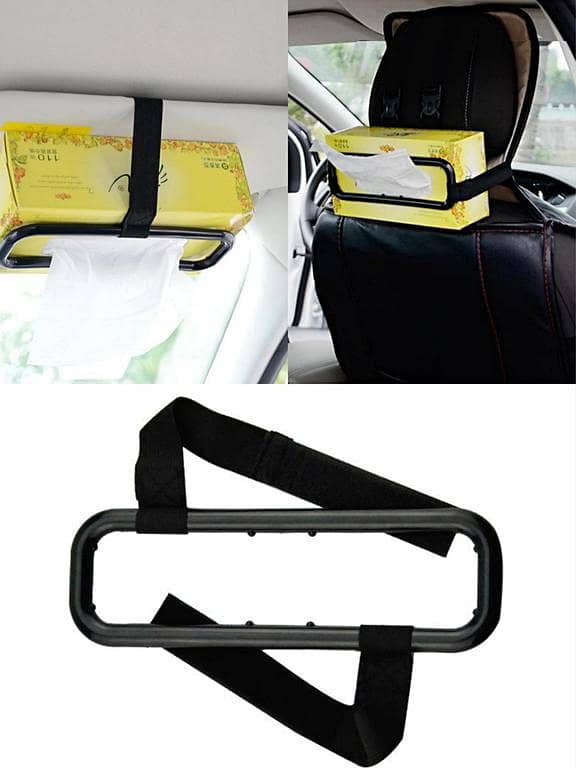 Car Headrest Tissue Holder — Leather PU Napkin Organizer for Cars, SUVs & Trucks