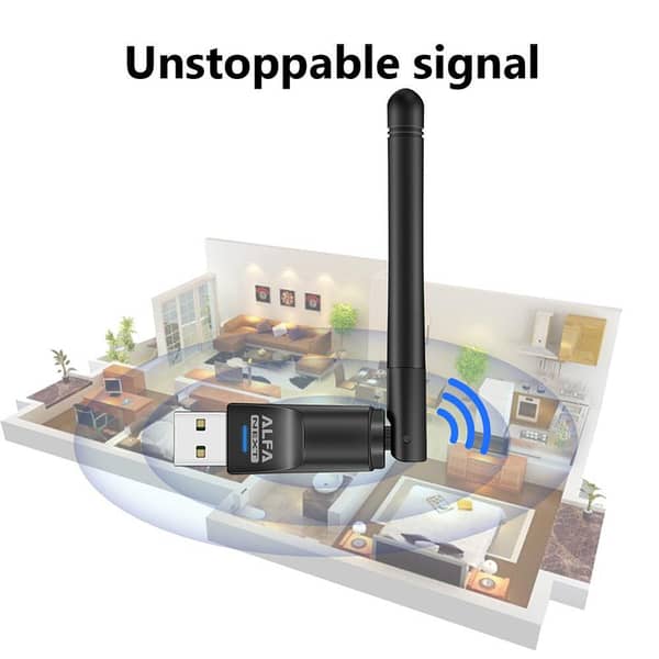Alfa Net Wireless-N USB Adapter with Antenna – 150/300Mbps 2.4GHz USB Wi-Fi Dongle for PC & Laptop (Windows/Linux) – Soft AP, Stable Internet Receiver