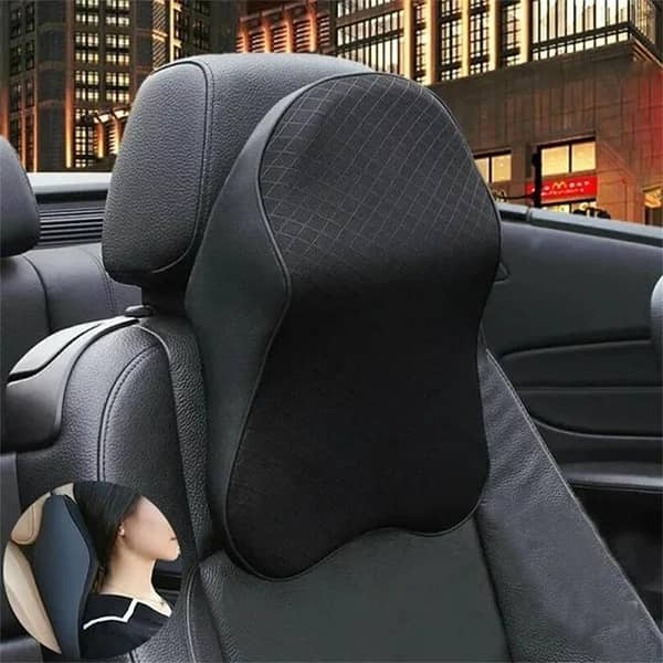 3D Memory Foam Car Neck Pillow — Headrest Cushion for Travel and Driving with Breathable Mesh Cover