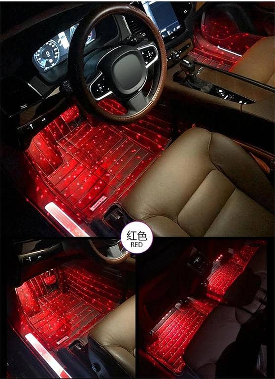 Car Interior Ambient LED Light Strip with USB Power, 7-Color Starry Sky Pattern for Footwell and Cabin