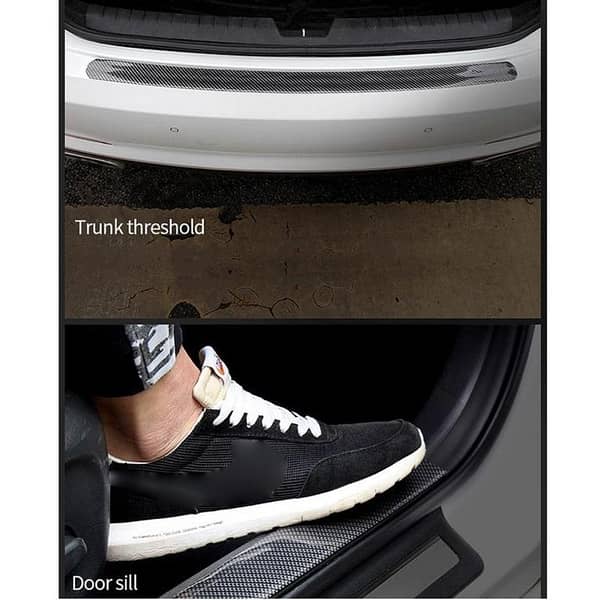 2 Pieces Carbon Fiber Rubber Door Sill Protectors 7 cm x 1 m, Anti-Scratch Universal Car Exterior Protection