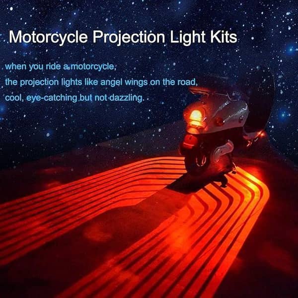 Universal Motorcycle LED Wave Wing Light Set (2 Pcs) – Red Dynamic Projection Lamps for Bikes & Scooters