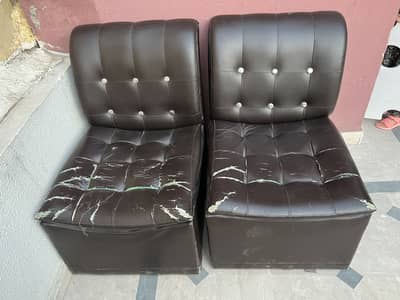 2 single seater sofa brown color