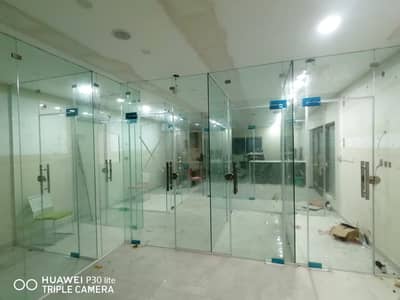 8mm/12mm Tempered Glass Cabin l Glass Partitions l Aluminium Windows