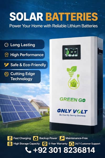 High Performance Lithium |  LiFePO4 Solar Battery | Only Volt Green Go