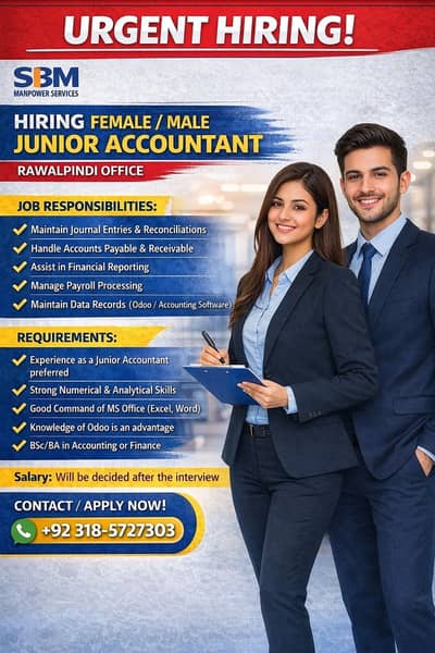 Urgent hiring junior accountant