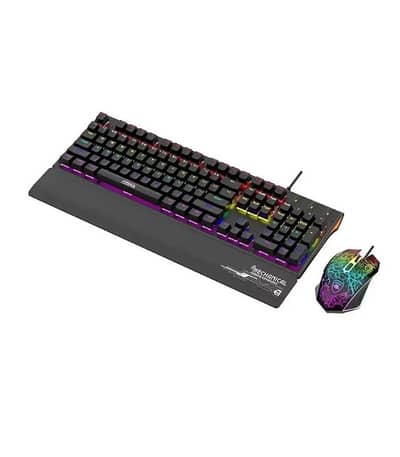 Friend Wolf XT10 Mechanical Wired Keyboard Mouse, Blue Switch