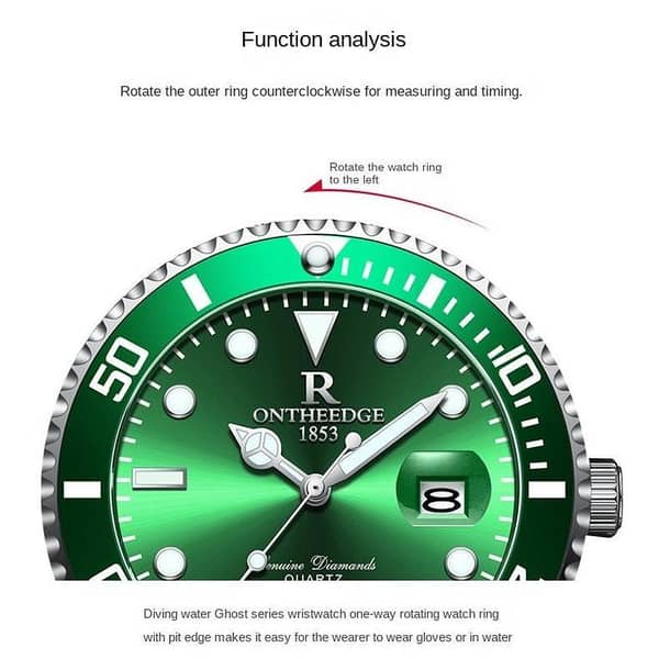 ONTHEEDGE 066 Men’s Quartz Watch with Stainless Steel Strap, 43mm Dial, 50m Water Resistant